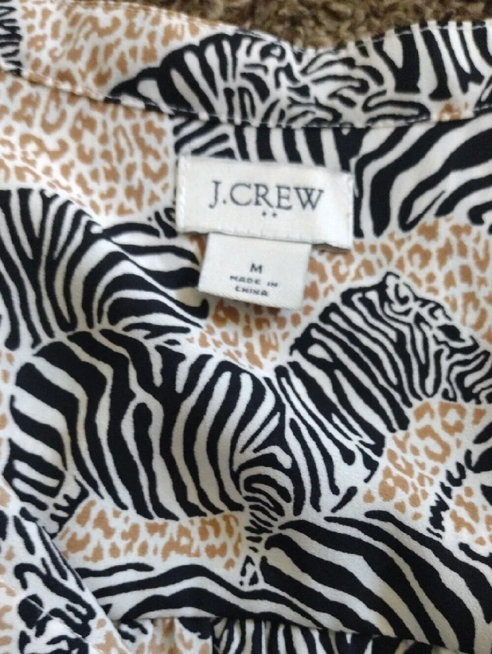 J. Crew Men’s Zebra & Spot Print Novelty Button-Down Shirt in Black & Beige